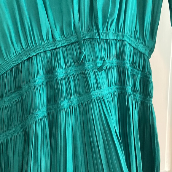 Current Air from Anthropologie Green/Teal Blue Silky Dress - Picture 9 of 14